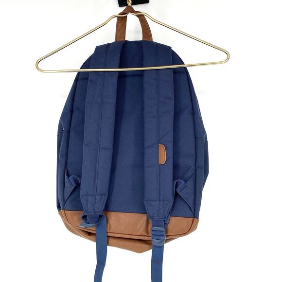 Herschel Backpack Pop Quiz 25L With Padded Laptop Compartment Navy Tan Leather - Picture 2 of 14
